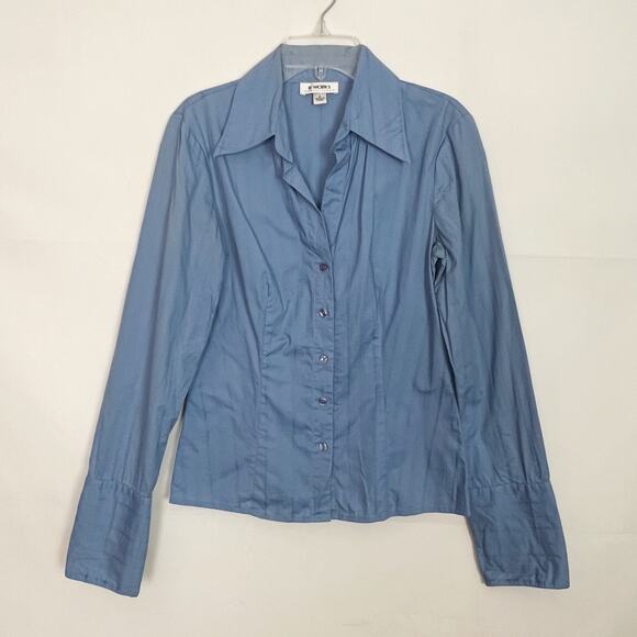B Works Vintage Y2K Blue Button Down Long Sleeve Top Size Small - Picture 1 of 11